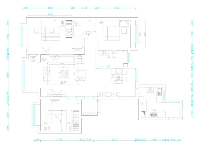 梧桐花园127㎡三居室新中式装修效果图