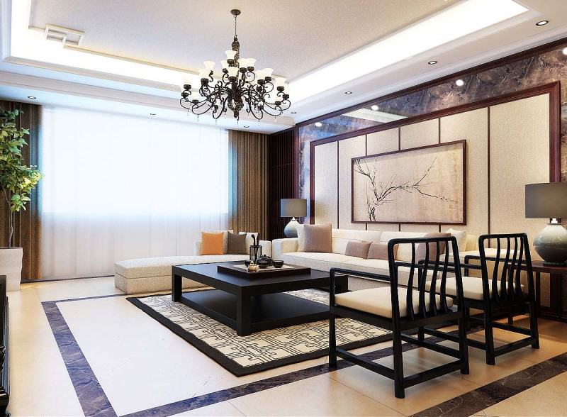 三千渡四居室新中式风格装修设计