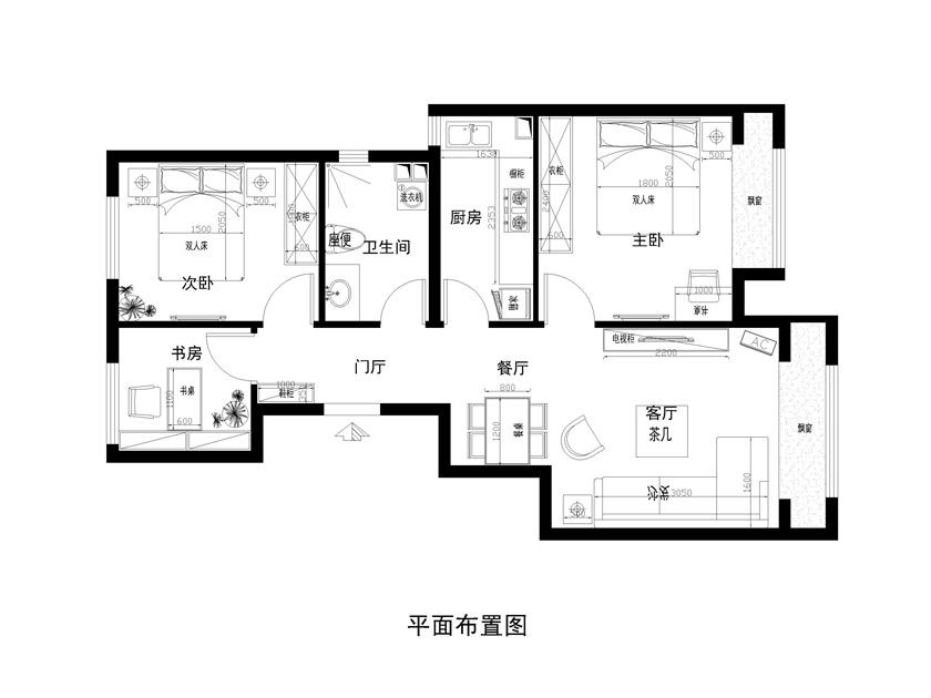 北京城建·上河湾-三居室-88.00平米-装修设计