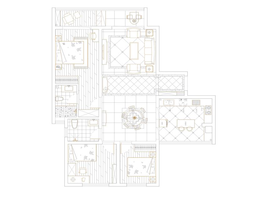 金沙湖高尔夫官邸140平三居室美式风格设计