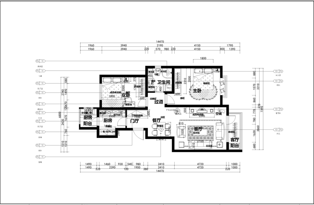 力天装饰-理工学院教师楼-91㎡-现代简约