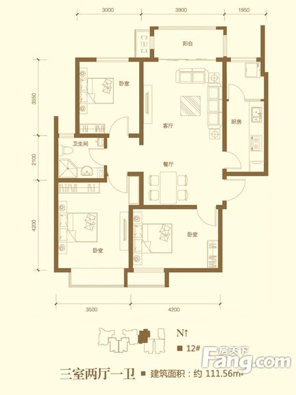 星河盛世城111㎡三居室现代简约装修效果图