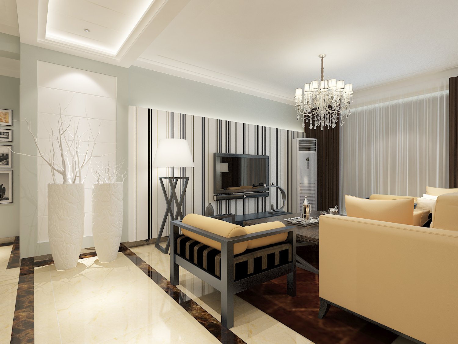 现代风格外形简洁、功能强，强调室内的舒适性