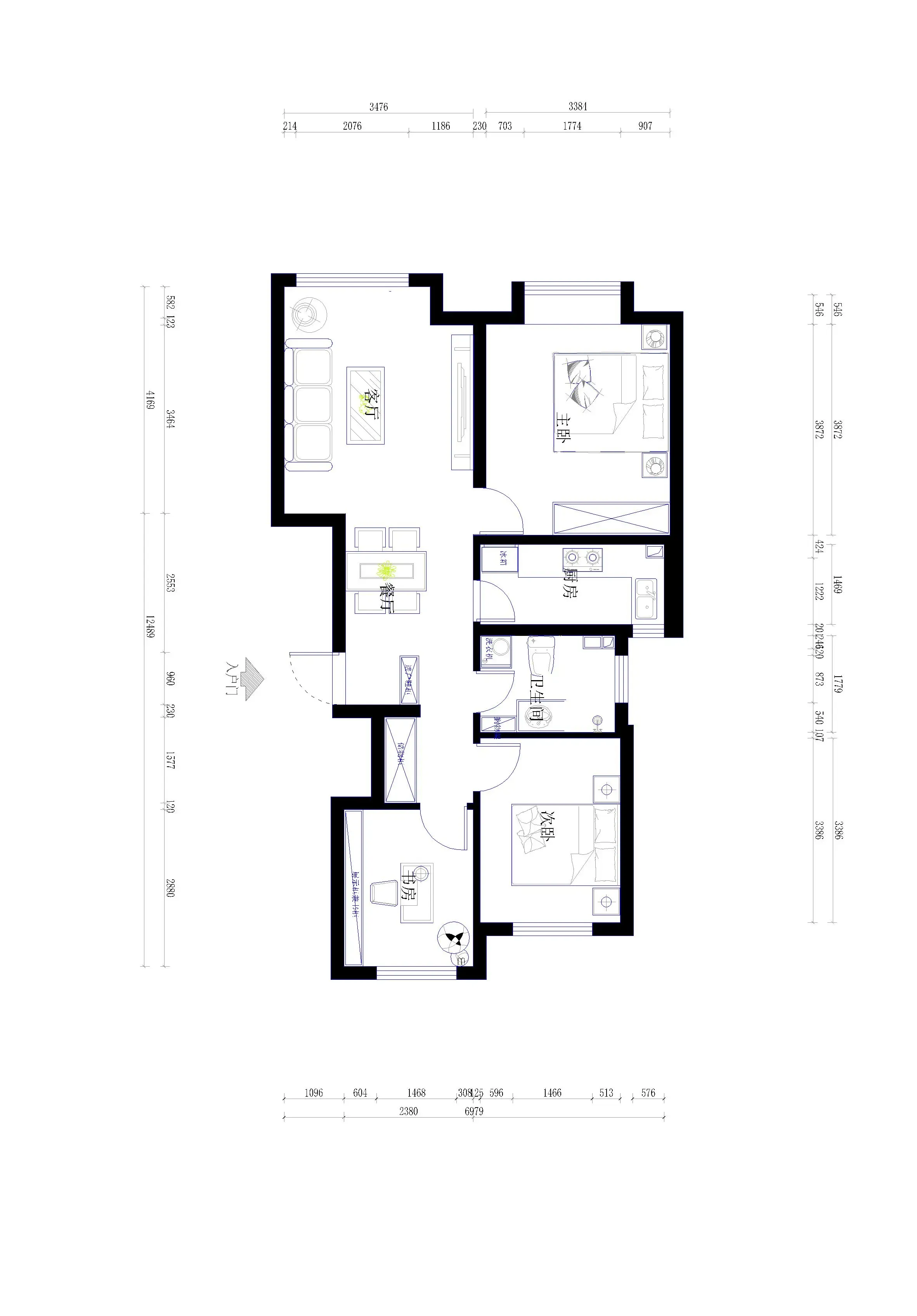 天津今朝装饰-旭辉御府-90平米-装修设计-户型图