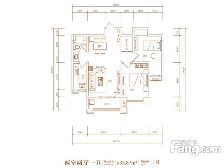 东胜紫御府95平米两居室简约风格装修效果图