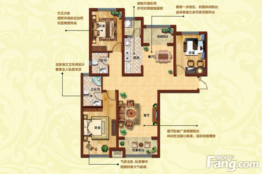 奥北公元147㎡三居室简约风格装修效果图