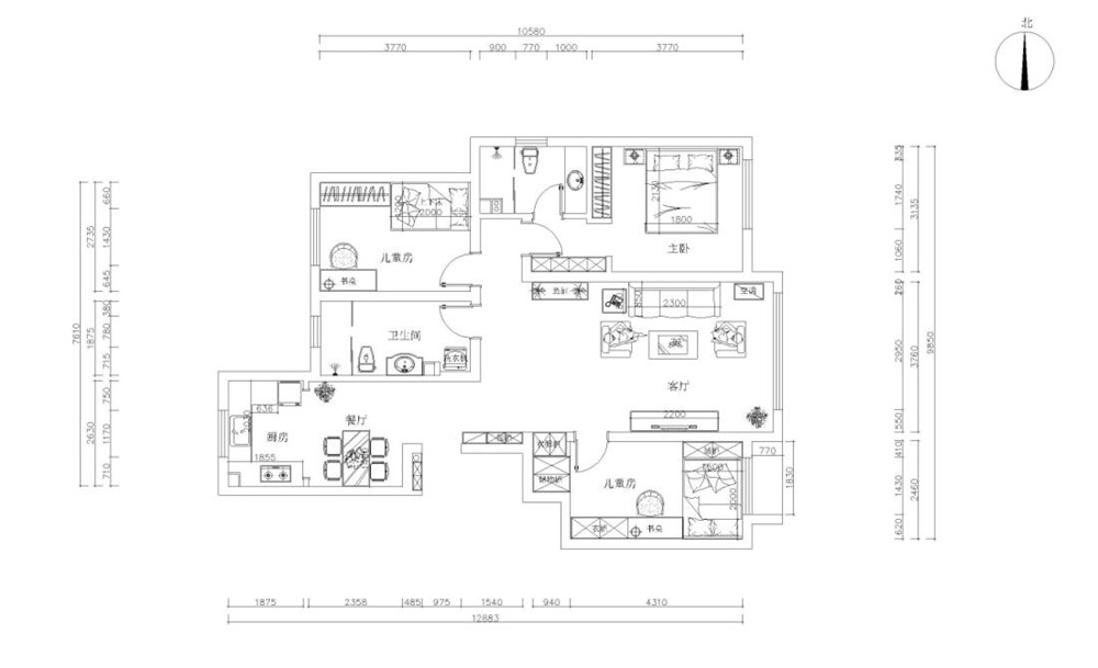 【力天装饰】中交樾公馆 三居 简欧 120