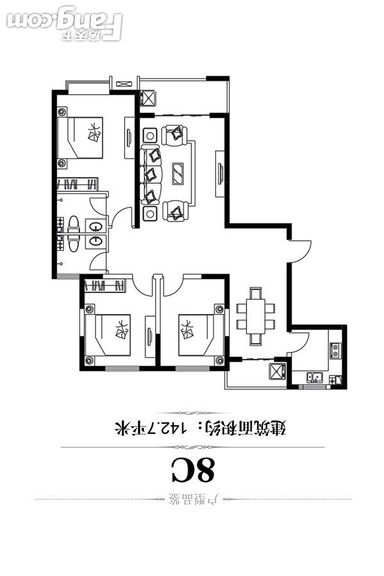 龙城2011—三居室142.7㎡—中式风格