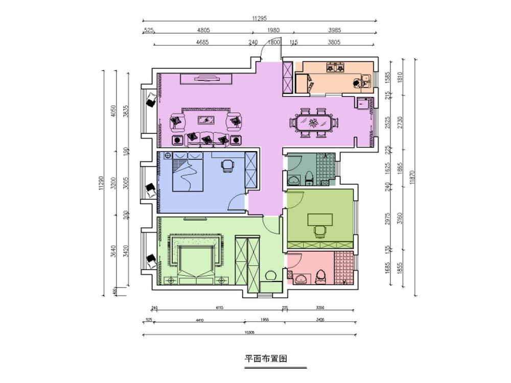融创中心144平米美式三居室