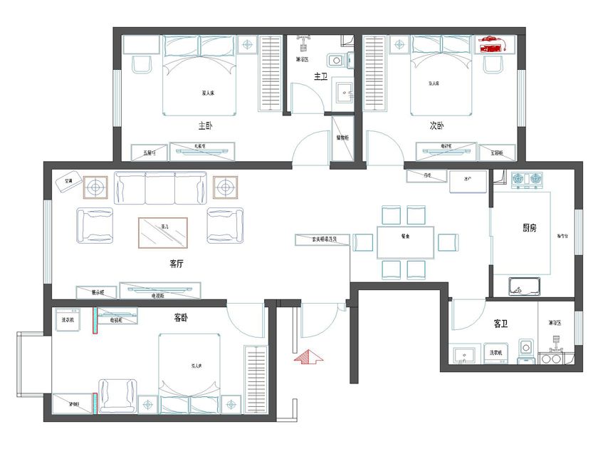 宏光协和城邦120平三居室简约中式风格设计