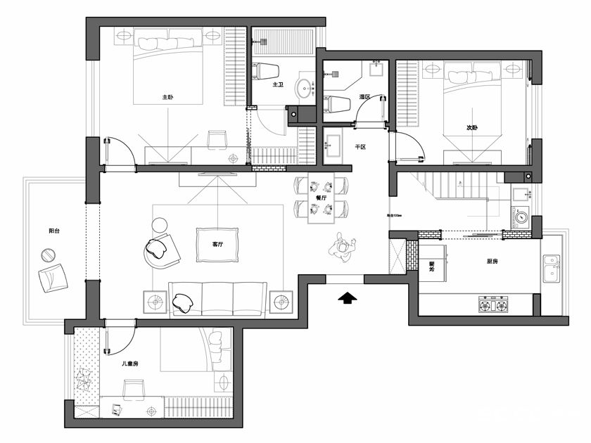 绿地海珀兰轩158平四居室欧式风格设计