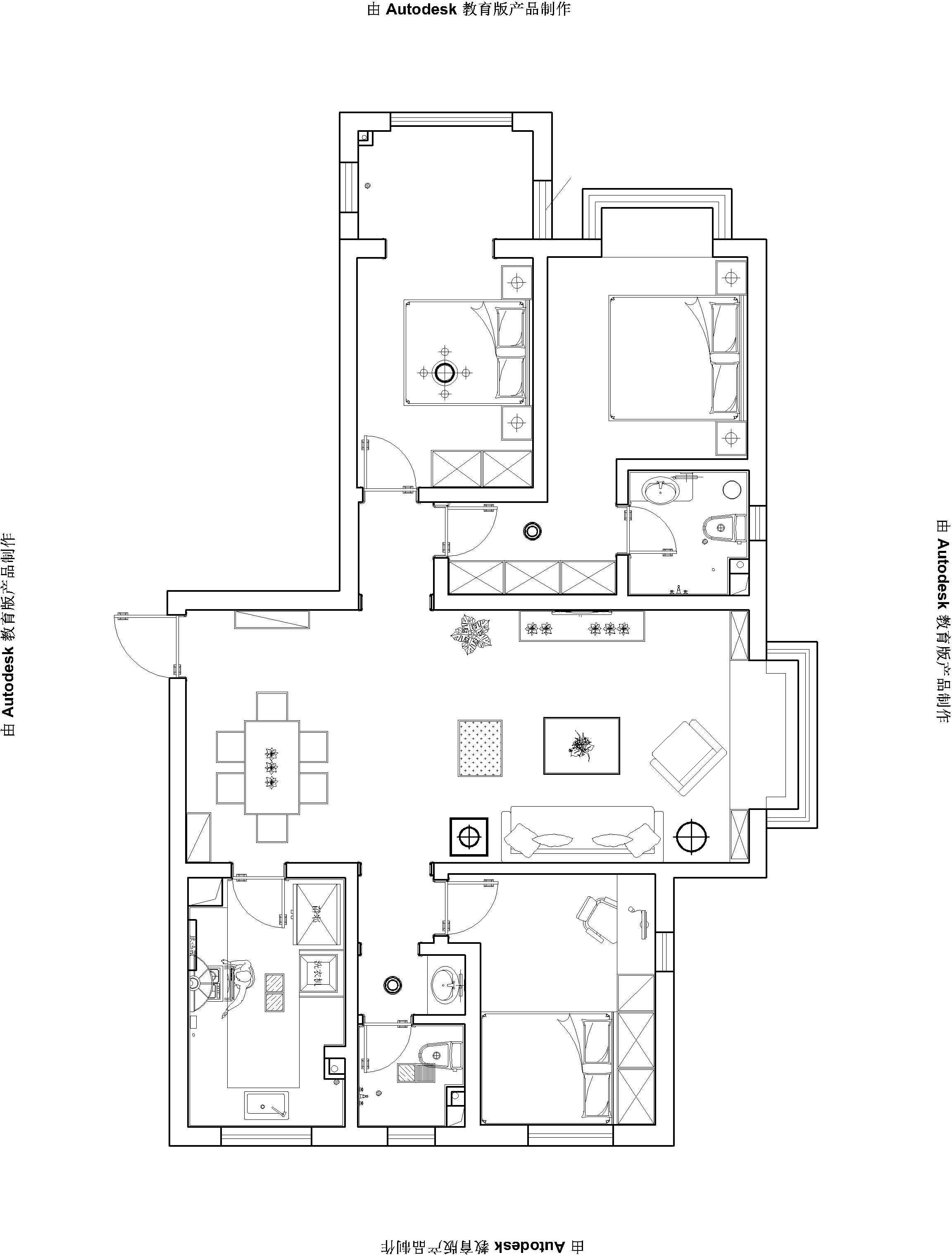 瀚唐小区-三室两厅133平米-美式