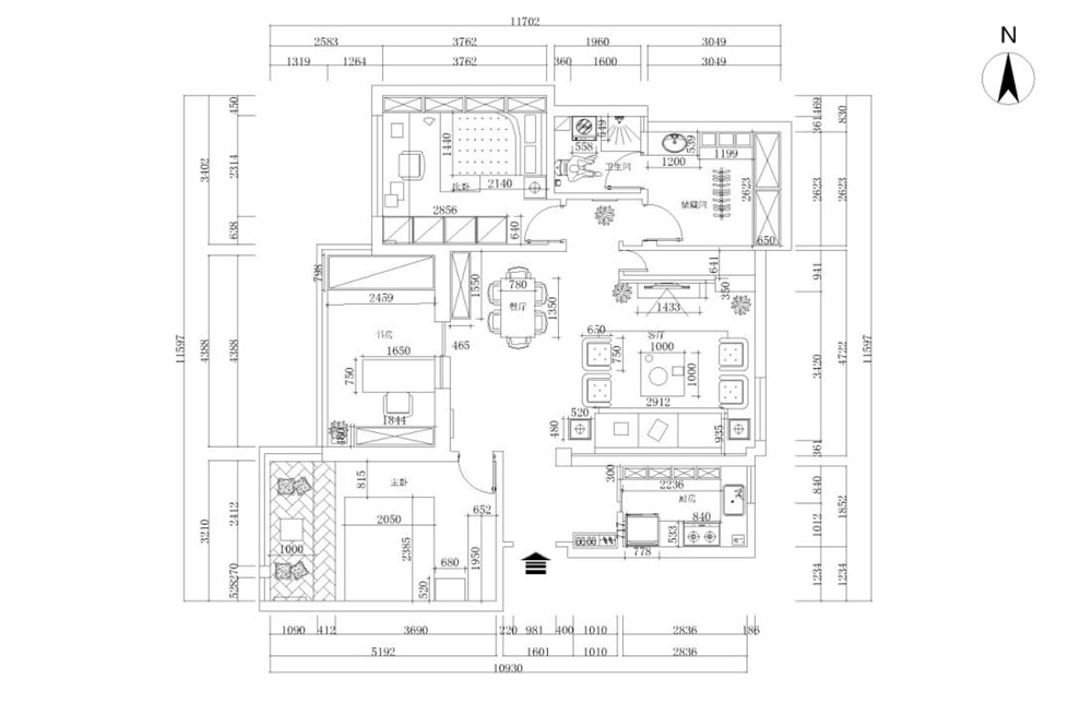 【力天装饰】万科假日风景 四居 新中式 98