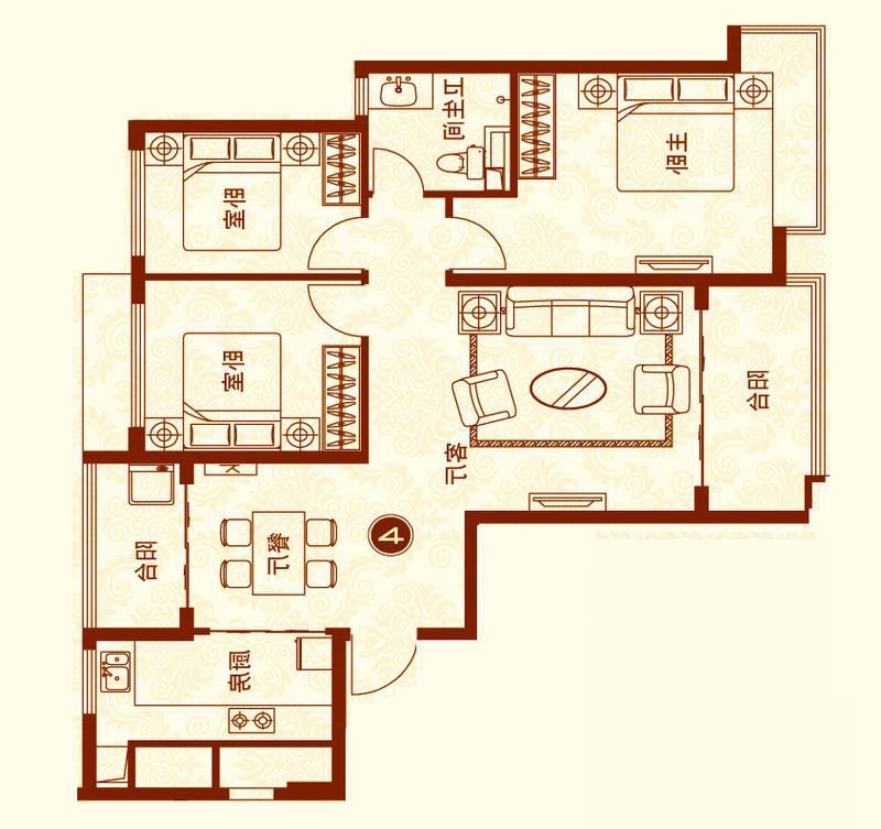 欧美风格-140平米-三室两厅