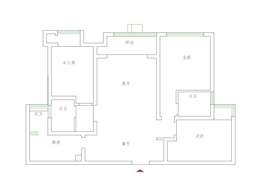 富田九鼎世家88平小三房美式风格设计方案