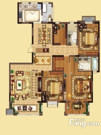 新中式风格-163平米四居室