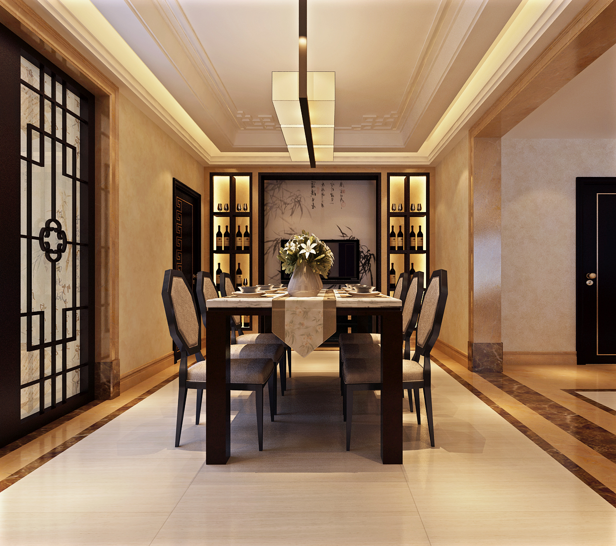 新中式风格—175平米三居室