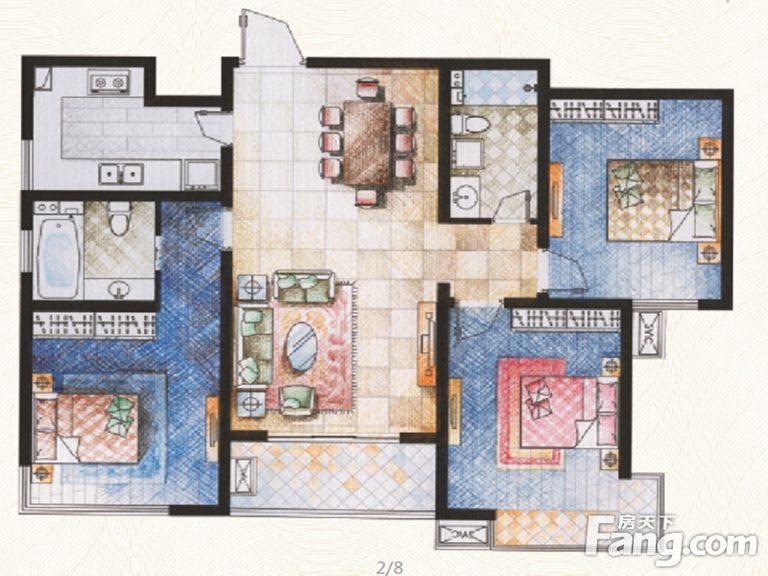新中式风格-127平米三居室