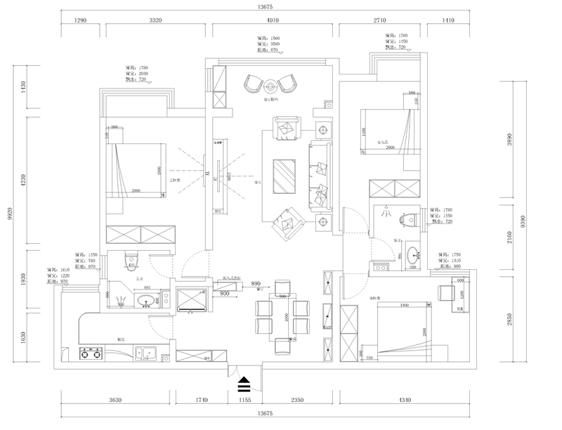 中国铁建梧桐苑三居室141㎡装饰设计