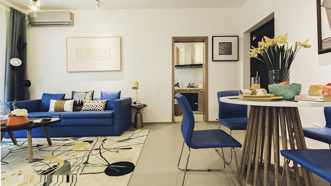 98平二居室现代风格装修 蓝色调营造的宁静生