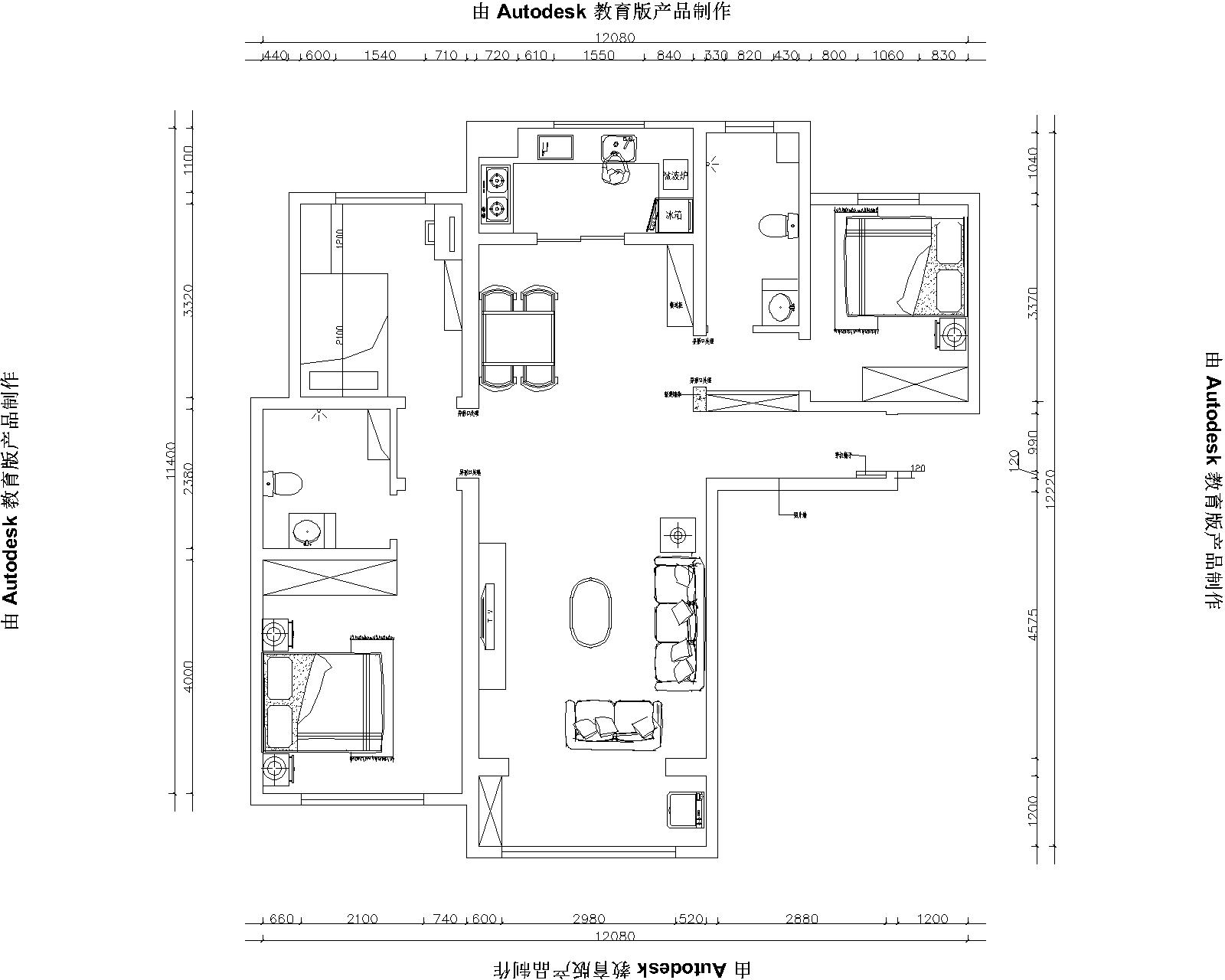 美式风格-120平-三居室