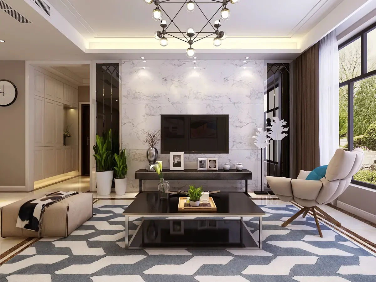 业之峰装饰名悦山庄143平现代简约装修效果图