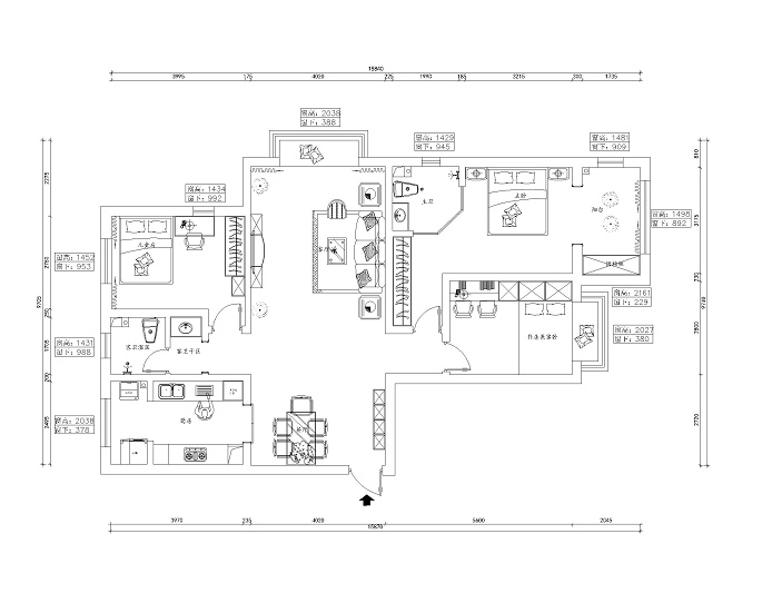 瀚唐小区-三室两厅134平米-现代