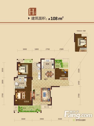 光谷保利时代-108平三居室清新美式混搭风