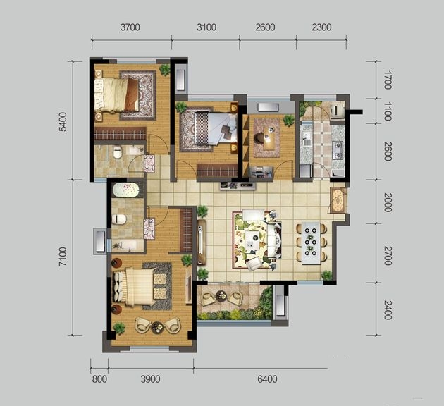 建发鹭洲国际二期 四居室 120平米