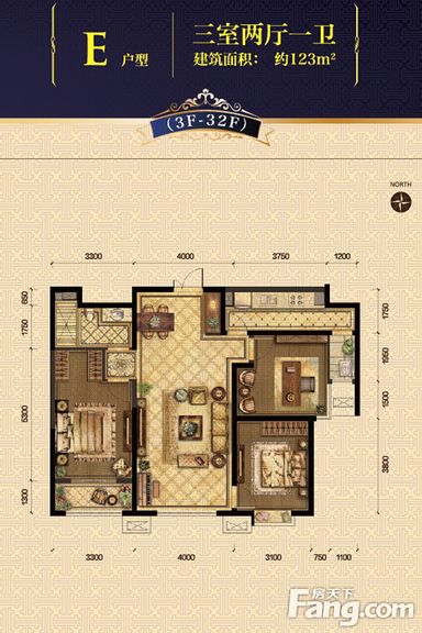 现代风格-123平米三居室