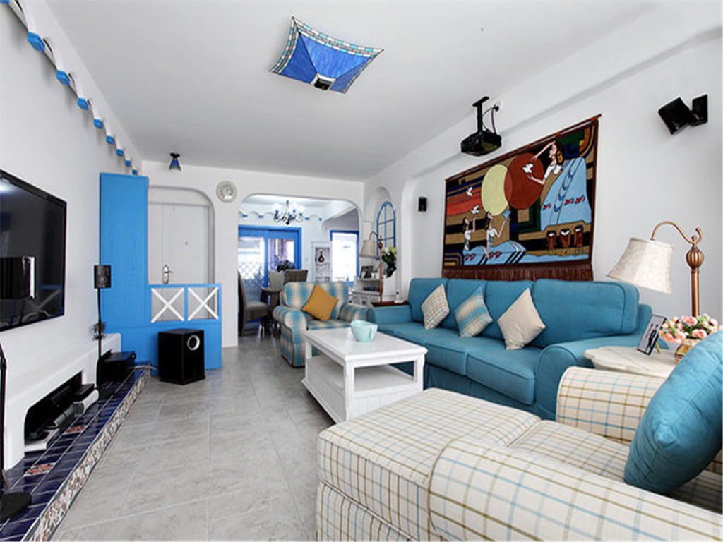 中海蓝庭-三居室-115平米-地中海风格