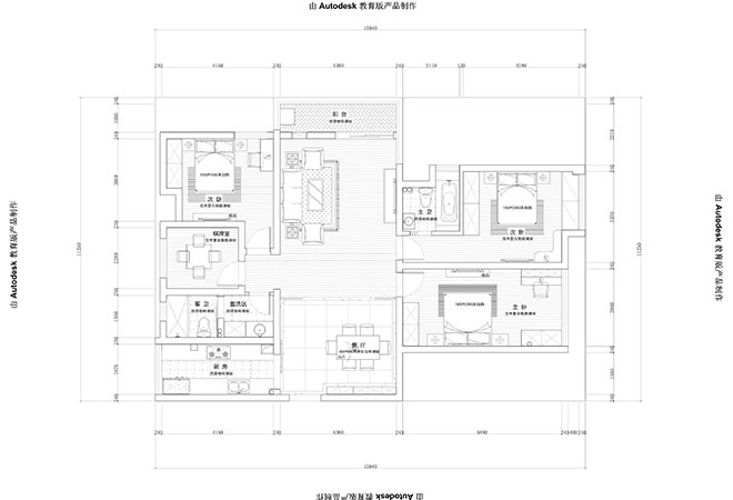 新中式风格-国建香榭水都-97平