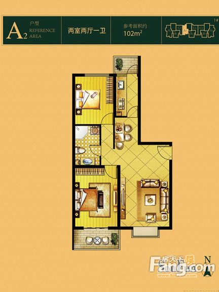 现代风格-102平米-三居室