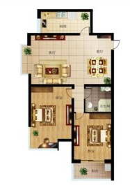 现代风格-95平米两居室