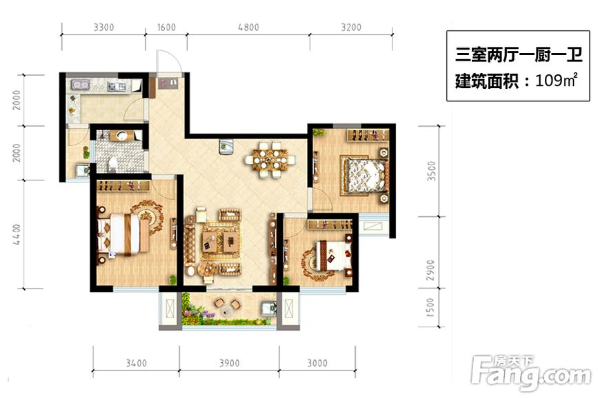 鼎正·大都城-109平米欧式风格