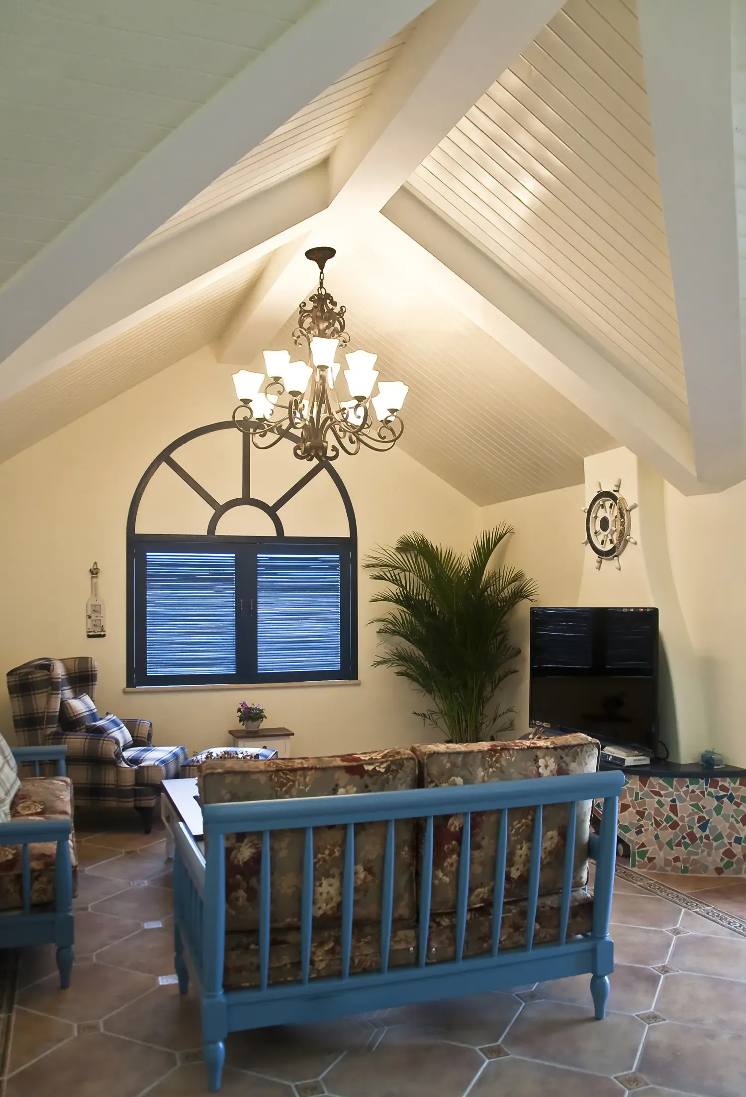 地中海风格二居室100平米9万-海上国际城装修案例-天津房天下家居装修