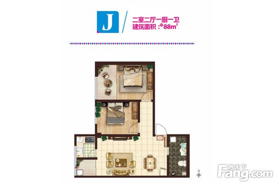 御笔华庭-87平米田园风格