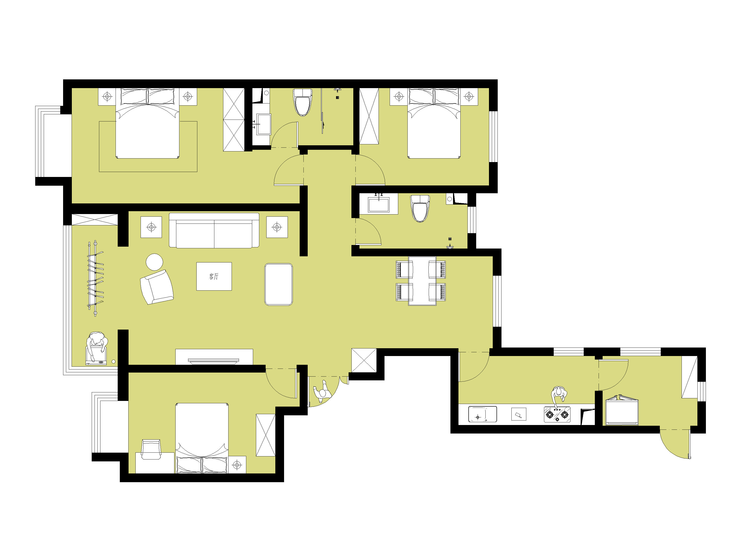 【玉龙小区】三居室设计风格