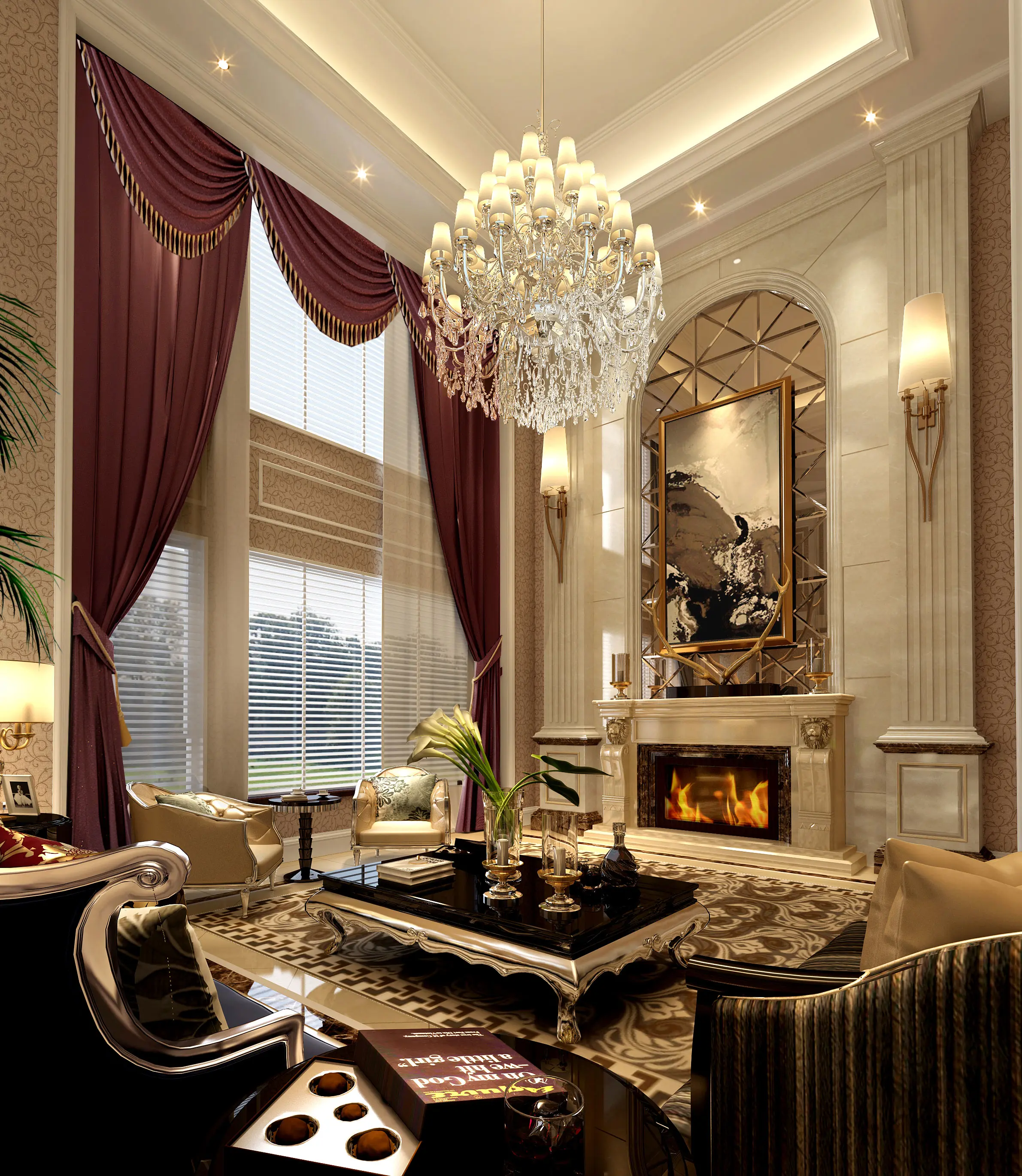 欧式新古典四居室300平米17万_白桦林间装修案例-西安房天下家居装修