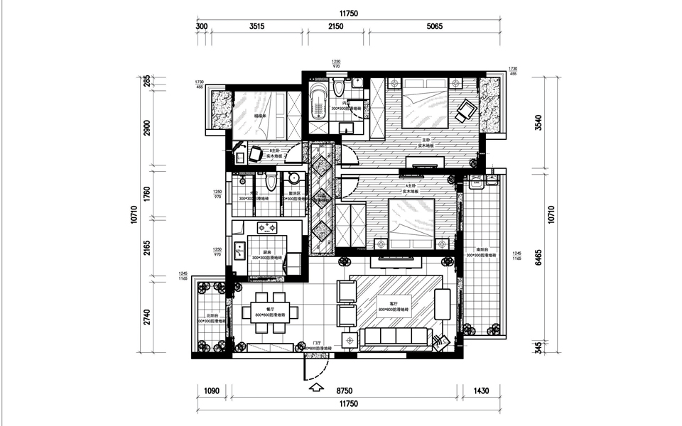 星河国际-四居室-177.00平米-装修设计