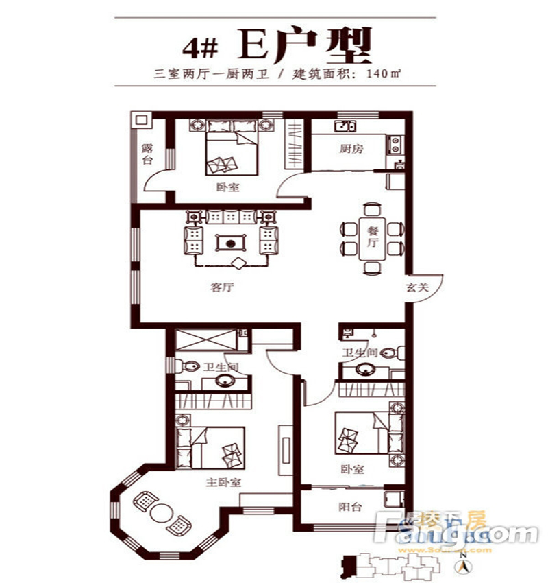 花香漫城三居140中式