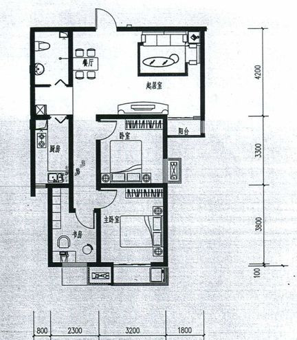 99平米-田园风格-三室两厅