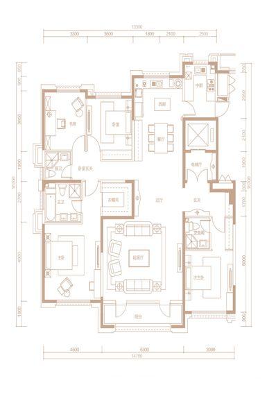 首开琅樾四居室230平米欧式风格案例