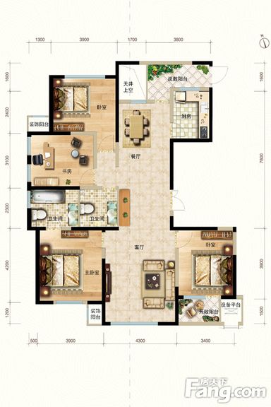 新中式风格-1550平米三居室