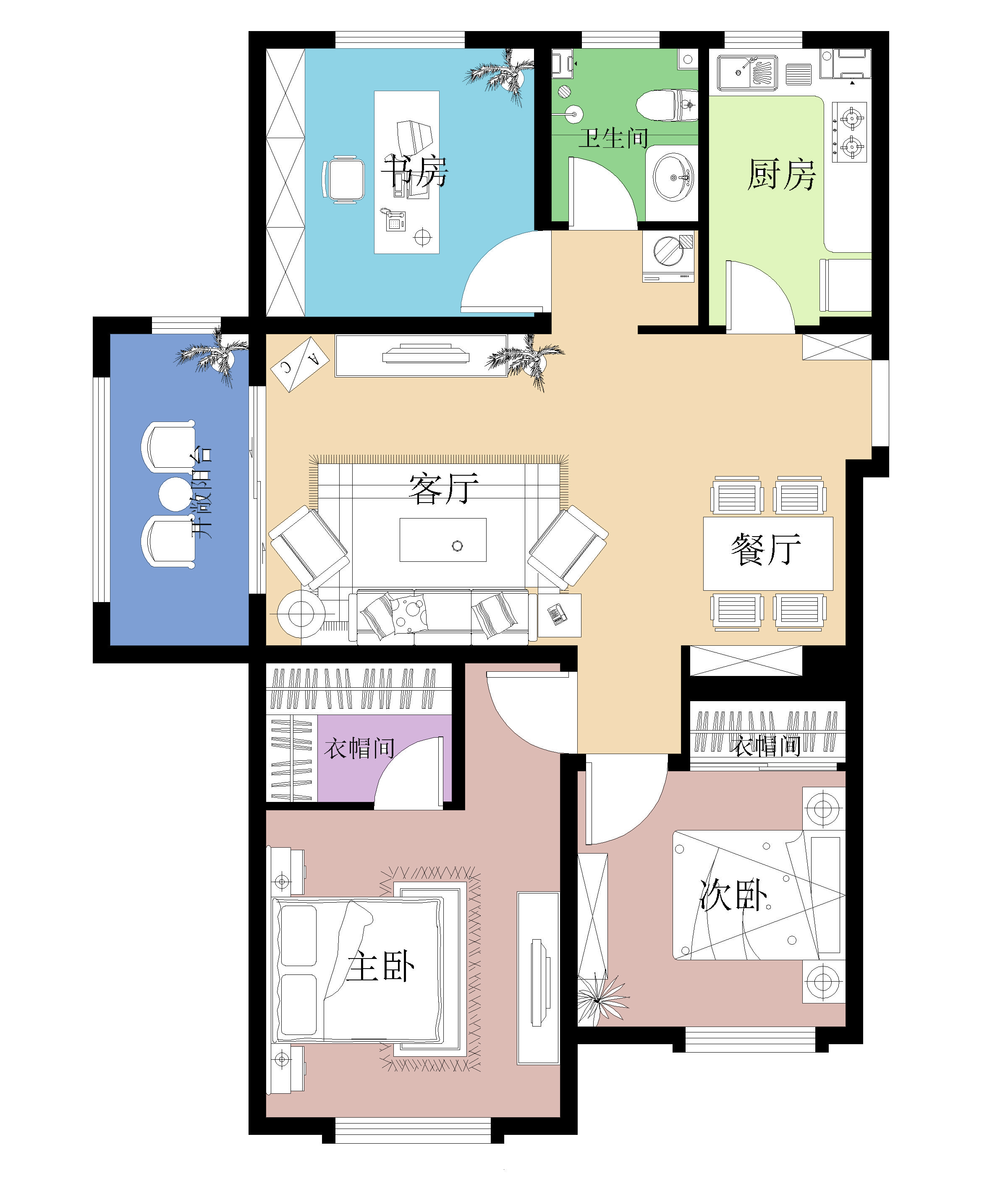 盛世福邸三室兩廳一衛歐式風格