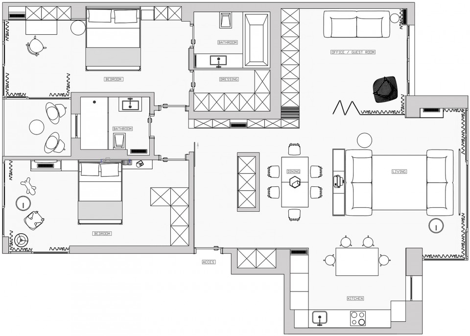 现代风格-150平-两居室