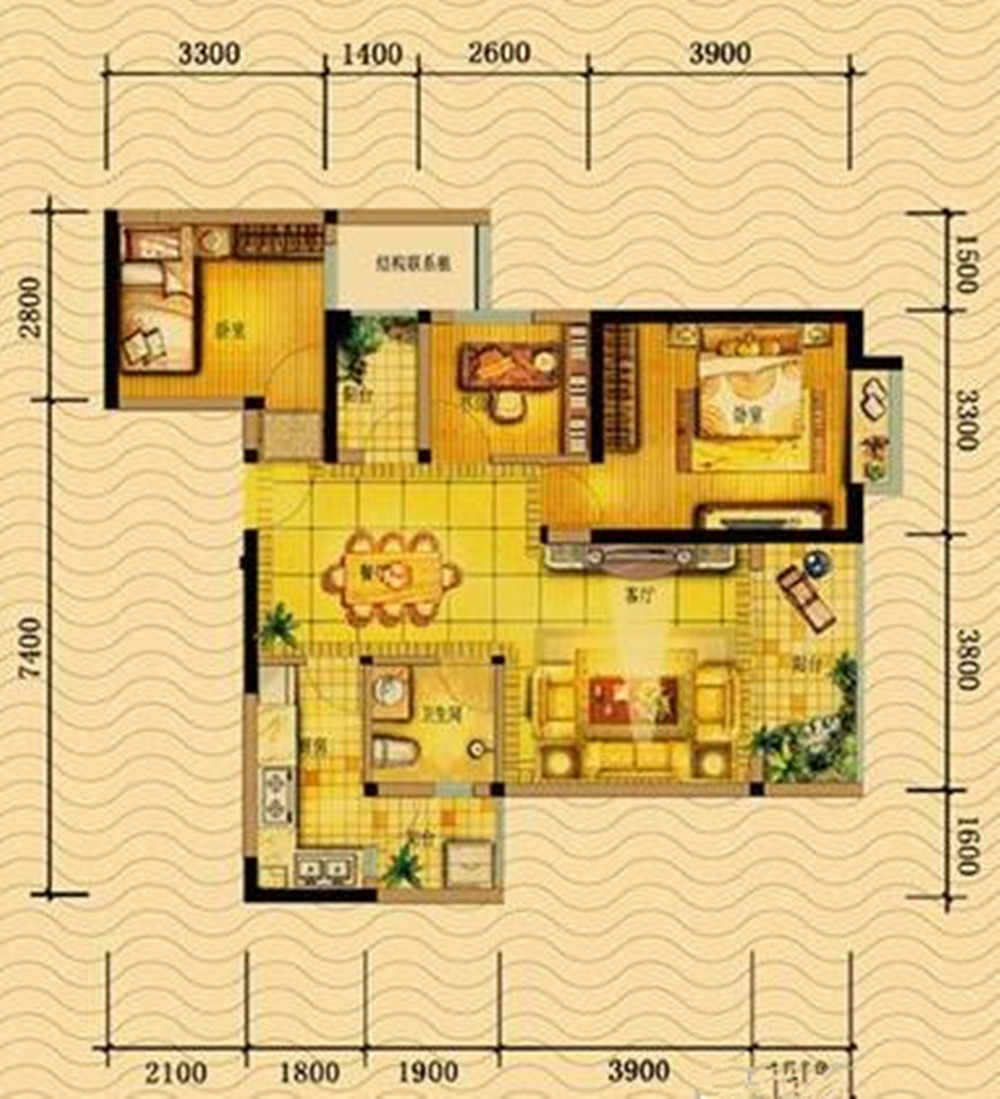 中天融域85平简约风格实景图