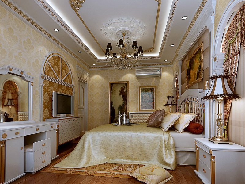 欧式古典风格三室一厅装修效果图