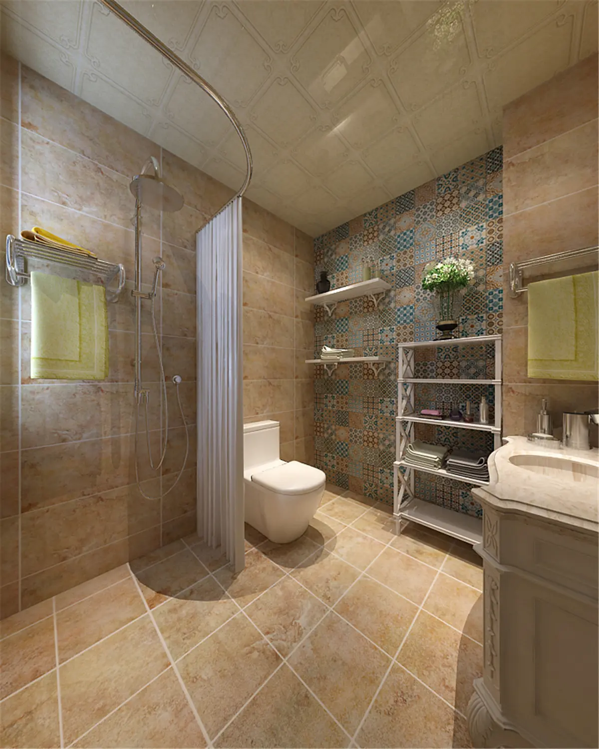 中天融域3室2厅1厨2卫简欧风格装修效果图