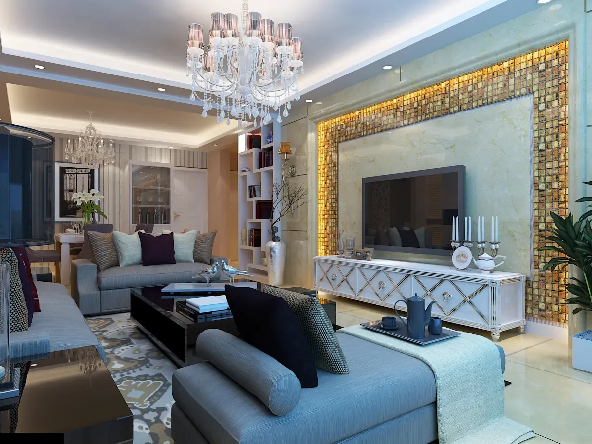 现代简约三居室120平米5万-华润橡树湾装修案例-天津房天下家居装修网